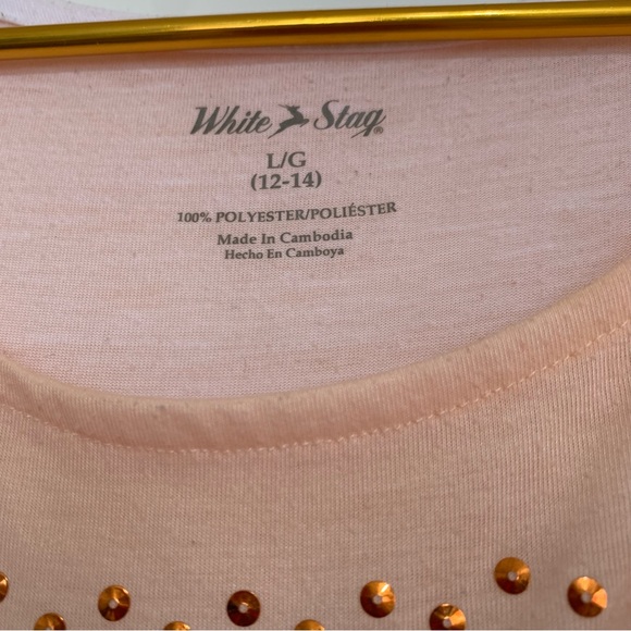 White Stag Coral Ombre Tee with Sparkle Detail Large - Picture 3 of 4